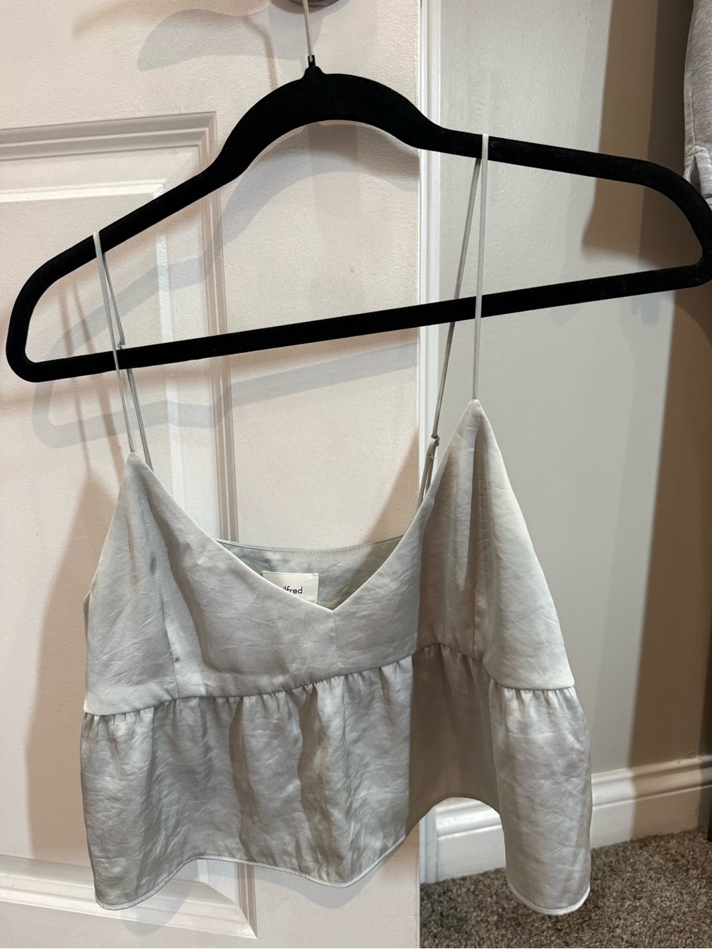 Light blue Satin Aritizia Peplum Cami